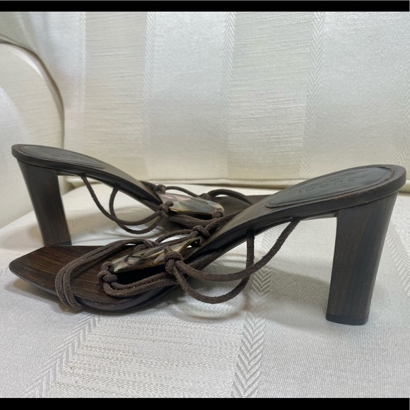 Gucci dark wood slide heels Sz 7 1/2 - Picture 3 of 6